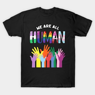 We Are All Human LGBTQ Gay Pride Month Ally Flag T-Shirt